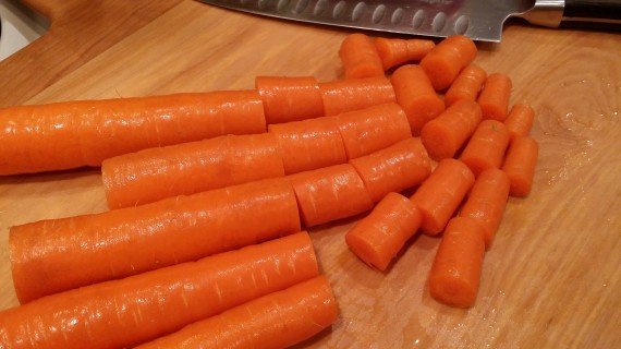 Starting to chop the carrots.