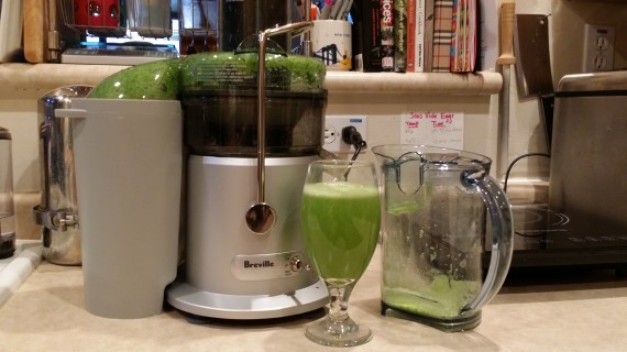 My 1st juice: cucumbers, celery, fennel fronds, mint, lemon.