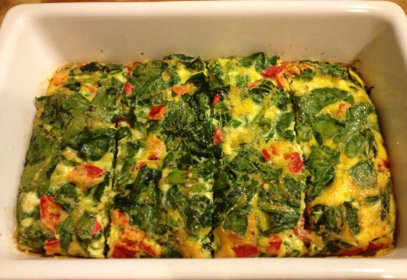 Yum... warm veggie-filled-frittata fresh from the oven