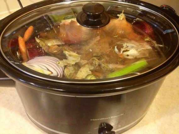 Bone broth loaded up with organic vegetables, too.