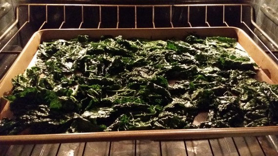 Organic kale roasting with grass-fed ghee, sea salt, and pepper.