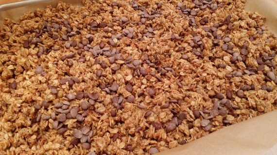 Delicious granola cooling after being cooked in the SLOW COOKER! YES!