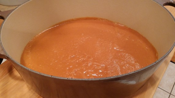 The second pot for soup after blending.