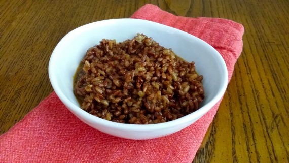 Nutritious rice: Red rice. Butter. Turmeric. Made w bone broth. 