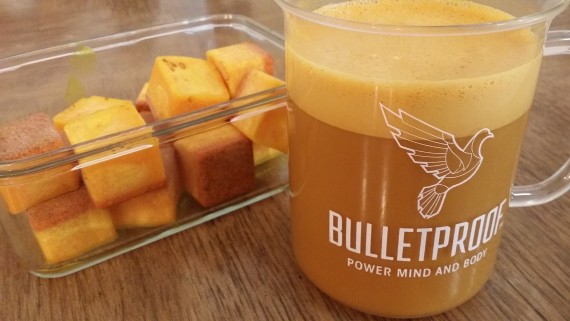Golden Bulletproof Coffee made with fat pods.